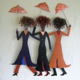 Handmade Upcycled Metal Wall Art "Walking In The Rain'' 1 small