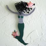 Handmade Upcycled Metal Mermaid Sculpture "Fern'' 3 small