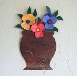 Handmade Upcycled Metal Pansies Wall Art Sculpture 4 small
