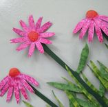 Handmade Upcycled Metal Cone Flowers Wall Art Sculpture 1 small