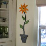 Handmade Upcycled Metal Tall Flower Wall Art Sculpture 1 small