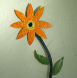 Handmade Upcycled Metal Tall Flower Wall Art Sculpture 2 small