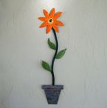 Handmade Upcycled Metal Tall Flower Wall Art Sculpture 3 small