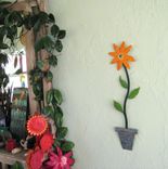 Handmade Upcycled Metal Tall Flower Wall Art Sculpture 4 small