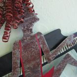 Handmade Upcycled Metal Piano Lady In Red Wall Art Sculpture 2 small