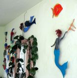 Handmade Upcycled Metal Mermaid Wall Art Sculpture 2 small