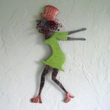 Handmade Upcycled Metal Red-Headed Dancer Wall Art Sculpture 1 small