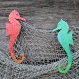 Handmade Upcycled Metal Red Orange Seahorse Wall Art Sculpture 3 small