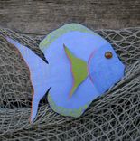 Handmade Upcycled Metal Tropical Fish Wall Art Sculpture In Blue 1 small