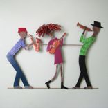 Jazz Music Decor - Jazz Trio - Large Upcycled Metal Sculpture Guitar Sax Trumpet Band 1 small