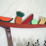 Handmade Upcycled Metal Exotic African Lady With Platter Wall Art Sculpture 2 small