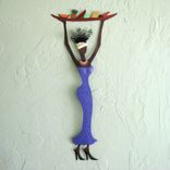 Handmade Upcycled Metal Exotic African Lady With Platter Wall Art Sculpture 1 small