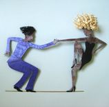 Handmade Upcycled Metal Jazz Dancers Wall Art Sculpture 1 small