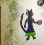 Handmade Upcycled Metal Coffee Cat Wall Art Sculpture In Blue And Green 4 small