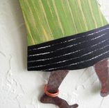 Handmade Upcycled Metal African Lady In Red, Green, And Black Wall Art Sculpture 3 small
