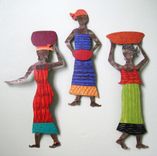 Handmade Upcycled Metal African Lady In Red, Green, And Black Wall Art Sculpture 4 small