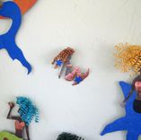 Handmade Upcycled Metal Mermaid With Blue Starfish Wall Art Sculpture 2 small