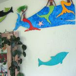 Handmade Upcycled Metal Dolphin In Turquoise Blue Wall Art Sculpture 3 small