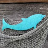 Handmade Upcycled Metal Dolphin In Turquoise Blue Wall Art Sculpture 2 small