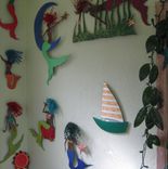 Handmade Upcycled Metal Sailboat Wall Art Sculpture In Yellow And Green 3 small