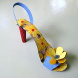 Handmade Upcycled 3d Metal Shoe In Blue And Yellow 2 small