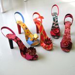 Handmade Upcycled 3d Metal Shoe In Blue And Yellow 4 small