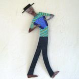 Handmade Upcycled Metal Cajun Musician Wall Art Sculpture 1 small