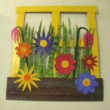 Handmade Upcycled Metal Window Flower Box Wall Art Sculpture 2 small