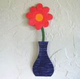 Handmade Upcycled Metal Mini Flower Vase Wall Art Sculpture In Purple And Orange 2 small