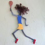 Handmade Upcycled Metal Tennis Gal Wall Art Sculpture 1 small