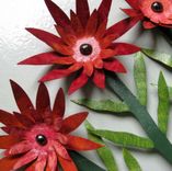 Handmade Upcycled Metal Flowerpot With Red Flowers Wall Art Sculpture 3 small