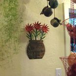 Handmade Upcycled Metal Flowerpot With Red Flowers Wall Art Sculpture 1 small