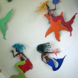 Handmade Upcycled Metal Mystical Mermaid Wall Art Sculpture In Blue 2 small