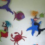 Handmade Upcycled Metal Tropical Fish Wall Art Sculpture In Purple 4 small