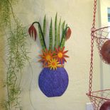 Art Wall Sculpture - Flower Vase Metal Wall Hanging Kitchen Dining Room Art 11x21 2 small