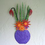 Art Wall Sculpture - Flower Vase Metal Wall Hanging Kitchen Dining Room Art 11x21 1 small