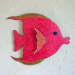 Handmade Upcycled Metal Red Tropical Fish Wall Art Sculpture 1 small