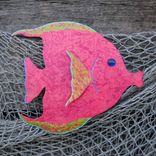 Handmade Upcycled Metal Red Tropical Fish Wall Art Sculpture 2 small