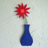 Handmade Upcycled Metal Mini Flower Vase Wall Art Sculpture In Blue And Red 2 small