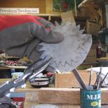 Handmade Upcycled Metal Mini Flower Vase Wall Art Sculpture In Blue And Red 4 small