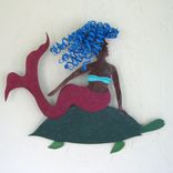 Handmade Upcycled Metal Mermaid And Turtle Wall Art Sculpture "Adrianna And Otto'' 1 small