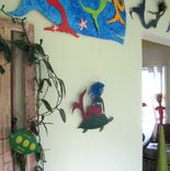 Handmade Upcycled Metal Mermaid And Turtle Wall Art Sculpture "Adrianna And Otto'' 4 small