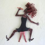 Jazz Singer Wall Art Sculpture Recycled Metal Music Decor 1 small