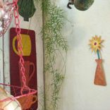 Handmade Upcycled Metal Mini Flower Vase Wall Art Sculpture In Yellow And Orange 2 small