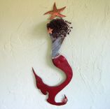 Mermaid Wall Art Sculpture Recycled Metal Hand Painted 1 small