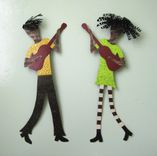 Musician Art - Guitar Guy - Metal Wall Sculpture - Reclaimed Metal Green Black 9 X 21 4 small