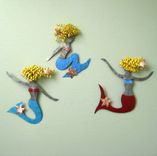 Handmade Upcycled Metal Blonde Mermaid With Starfishes Wall Art Sculpture 2 small