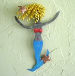 Handmade Upcycled Metal Blonde Mermaid With Starfishes Wall Art Sculpture 1 small