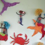 Metal Mermaid Wall Art Sculpture Reclaimed Metal Blue 3 small