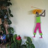 Handmade Upcycled Metal Golfer Girl Wall Art Sculpture 3 small